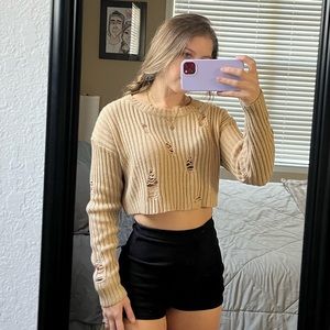 Tan Cropped Sweater